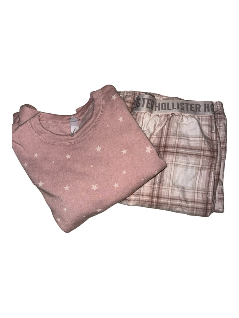 Hollister Plaid Pajama Pants + Alternative Pink Star Sweatshirt